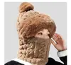 Gorro personalizable transfronterizo para mujer, gorro de punto cálido de invierno, calentador de cuello y máscara tres en uno, unisex, para uso en exteriores