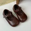Zapatos Infantiles de Primavera Estilo Campestre Francés Retro, Zapatos de Cuero para Niños Pequeños, Zapatos de Princesa para Niñas, Zapatos Planos Bajos para Bebés