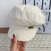 Boina Nueva de Otoño Moda para Mujer Versátil Estilo Japonés Adelgazante Octogonal Retro Casual Color Sólido Gorra de Periódico