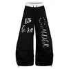 Calça Scimitar para Paraquedista com Estampa de Letra Manuscrita Digital Starburst para Homens, Novo Estilo de Primavera Calça Longa Casual Solta de Perna Larga para Mulheres, Tendência