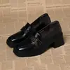 Mocassins Retrô Quadrados com Salto Bloco 2026 Nova Coleção Primavera Fivela de Cinto Estilo Francês Britânico Sapatos de Boca Profunda Salto Médio para Mulheres