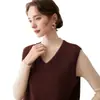 Chaleco sin mangas de cuello en V de cachemira con aberturas inclinadas para mujer, Otoño/Invierno, Chaleco de punto suelto con capas de flor 3D hecho a mano