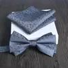 Lenço Quadrado Gravata Borboleta Conjunto de 2 Peças Grande Jacquard Formal Negócios Noivo Casamento Festivo Moda Tendência Novo Vinho Tinto