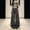 Pantalones Largos de Pierna Ancha Camuflaje Cuchillo Curvo Jeans para Mujer 2026 Verano Nuevo Cintura Alta Adelgazantes Sueltos Petite Versátiles