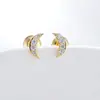 Venta Caliente Transfronteriza Oro de 18 Quilates Forma de Rayo Forma de Media Luna Forma de Corazón Redondo Chapado en Oro de 18 Quilates y Plata Broche Pendientes de Botón