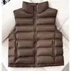 Nuevo chaleco corto de plumón de algodón transfronterizo para otoño e invierno, nuevo chaleco acanalado para mujer con cuello alto