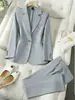 En Stock 2026 Nuevo Conjunto de Traje para Mujer para el Trabajo, Moderno Casual Estilo Europeo y Americano, Chaqueta y Pantalones de Dos Piezas de Corte Entallado