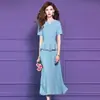 Vestido Original de Cuentas Feimengyi para Mujer, Manga Corta, Verano, Diseño Único, Exquisito Ajuste Delgado, Vestido Plisado Falso de Dos Piezas