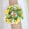Corona Artificial Pequeñas Flores Silvestres Colgante Puerta Casa Decoración Pared Adorno Boda Planta Flor Corona de Boda