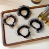 Scrunchie de malla a cuadros con estampado de leopardo, versátil y duradero, alta elasticidad, no se resbala, goma para el pelo de larga duración para mujer