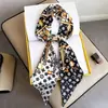 Bufanda de Seda para Mujer 2026 Nuevo Estilo Bufanda para Cuello con Sensación de Lujo, Larga y Rayada para Otoño, Combinable con Camisas, Estilo Coreano, Bufanda Versátil