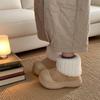 Sapatos de Algodão Grossos Quentes com Forro de Lã de Cor Contrastante Retrô Botas Curtas Moda Feminina de Inverno para Exterior Sola Grossa Gola de Pelo Botas de Neve