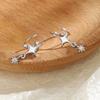 Pendientes de Estrella de Circonita Dulces y Frescos Versión Coreana Moda de Comercio Exterior Europeo y Americano Diseño Creativo Pendientes de Estrella de Cuatro Puntas Giratorios