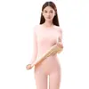 Conjunto de ropa interior térmica para mujer para otoño e invierno, con capas base de cachemir y seda sin costuras y forradas de forro polar, que incluye una camiseta térmica y pantalones térmicos