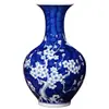 Jarrón Pequeño de Cerámica de Porcelana Azul Hielo y Blanco Pintado a Mano Jingdezhen Jarrón de Cerámica Antigua China Decoración de Entrada para Arreglo Floral