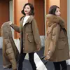 Chamarra parka para mujer, tres formas de usar, abrigo de longitud media de pelo sintético de conejo, estilo coreano, forro interior desmontable, cuello grande de pelo, abrigo de algodón de alta gama