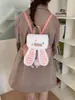Mochila de Conejo para Niña Estilo Nuevo 2026 Bloques de Color Otoño e Invierno Bolso Cruzado Peludo Lindo Mochila de Peluche con Orejas Grandes