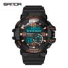 SANDA SANDA 387 Reloj Electrónico Deportivo para Hombre Correa de Resina Reloj para Hombre Alarma Luminosa Reloj para Hombre