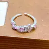Anillo Abierto Rosa Dulce Femenino Corazón Circonita Exquisita Mariposa Súper Hada Versátil Apilable Nicho Anillo de Alta Gama