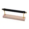 Suporte de exibição de anel de base de madeira opcional de dois níveis com suporte de anel de barra transversal de veludo e couro para balcão de joias display de anel