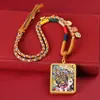 Thangka do Xizang Meio Pintado à Mão Dourado com Colar de Corda de Cinco Cores para Vidas Passadas e Presentes
