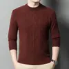 Suéter 100% Lã Pura Chunzhu Shijia para Homens, Gola Redonda, Espessado, Tricô Quente, Manga Longa, para Outono e Inverno, para o Pai