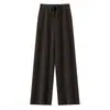 Pantalones de Punto de Lana 100% de Pierna Ancha para Mujer, Pantalones Largos Casuales Sueltos Rectos hasta el Suelo, Pantalones Largos Elegantes Adelgazantes de Cintura Alta para Otoño e Invierno