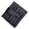 Cartera plegable tejida a mano para hombre, fina, con hebilla corta, de piel de oveja, pequeña, para mujer, nueva y sencilla