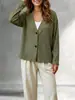 Amazon Transfronterizo Otoño 2026 Nuevo Cárdigan de Punto para Mujer Europeo y Americano Holgado con Cuello en V Botones Manga Larga Ropa Exterior Casual