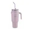 Taza Aislada de Gran Capacidad, Botella de Agua Unisex, Acero Inoxidable con Popote, Taza Portátil para Deportes y Viajes, Sellada de Gran Capacidad