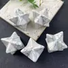 Venta Caliente Transfronteriza Adornos de Piedra de Cristal Natural Merkaba 25*25mm Cuadrado Satélite Piedra Desnuda Accesorios para Joyería DIY