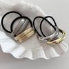 Anillo de metal minimalista de estilo frío con forma de aro semicircular para el cabello, lazo de cola de caballo baja, cuerda para el cabello, tendón de goma elástico y duradero para mujeres