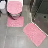 Tapete de Chão para Banheiro de Esponja de Flanela, Conjunto de Três Peças para Vaso Sanitário de Pedrinhas, Tapete de Entrada Absorvente de Água Antiderrapante, Tapete para Pés de Banheiro