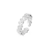 Anillo de Zirconia con Forma de Corazón Irregular Estilo Coreano para Mujer, Diseño Sencillo de Nicho, Moderno, Genial y Único, Anillo Abierto Chapado en Plata