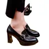 Zapatos de mujer de tacón alto con plataforma impermeable y punta fina, nuevo estilo primavera y otoño 2024, zapatos de moda con plataforma gruesa y tacón grueso, zapatos de cuero para mujer de corte profundo