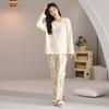 Pijama de Algodón Puro para Mujer Primavera y Otoño 2025 Nuevo de Manga Larga Casual Pequeño Ropa de Casa para Mujer Otoño e Invierno