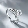 Anel de luxo de nicho com design de cruz francesa e moissanita estrela e lua, anel de prata de lei S925 de alta qualidade para mulheres