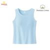 Nuevo Estilo Escote de Hilo Color Negro y Blanco Bloque de Color Camiseta sin Mangas Simple de Lyocell para Mujer con Copas, Adecuada para Usar como Prenda Exterior