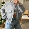 Amazon 2024 Primavera y Otoño Nueva Chaqueta Abrigo Unisex Estilo Europeo y Americano Cuello Alto Bolsillo Grande