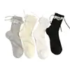 Meias estilo Ballet até a panturrilha para Mulheres, Laço Doce, Renda Fina de Verão, Estilo Coreano, Meias Cinza Slouch
