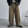 Calça Larga Casual Simples Estilo Old Money ASCLO&QIAO para Homens, Caimento Solto com Pregas, na Série de Cores Maillard, Fluida e Versátil