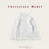 Camiseta Básica Feminina Cherrycoco Outono e Inverno 2025 Novo Suéter Versátil com Fio Bouclé e Costela para Bebês