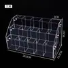 *Portaplumas de acrílico, expositor de tarjetas, organizador de papelería, caja de almacenamiento de rejilla redonda para bolígrafos y lápices, rejilla inclinada, expositor trapezoidal