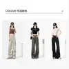 Calça de Trabalho Americana High Street para Mulheres, Verão 2026, Corte Solto, Emagrecedora, Fina, Moderna, Cintura Alta, Secagem Rápida, Calça Wide Leg Levemente Flare