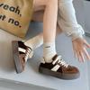 Couro Genuíno Salto Alto 3.5CM Sapatos Casuais Altos Femininos 2024 Inverno Novos Sapatos Femininos Sola Grossa Confortável Combinação Total Sapatos de Plataforma Explosões