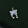 Plata de Ley S925 Colgante de Mariposa con Doble Perla Pulsera de Cuerda Hecha a Mano Colgante Accesorios para Colgante Material para Colgante