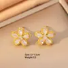 [Set] Collar Popular Transfronterizo de Flor de Zirconio Incrustada en Cobre Pendientes para Mujer Lujo Accesible Elegante Cadena para Suéter de Acero Inoxidable Joyería
