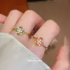 Pulsera y Anillo de Flor de Zirconia Chapados en Oro Real de 24 Quilates para Mujer, Cadena Ligera de Lujo para Clavícula, Juego de Joyería Exquisitamente Elaborado