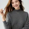 Baicai Rong 2026 Nuevo Estilo Suéter de Cachemira 100% para Mujer Cuello Medio Alto Ajustado Suéter de Punto Otoño Invierno Cálido Top de Capa Base