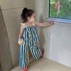 Traje para niña Top de tirantes a rayas con pantalones cortos Conjunto de dos piezas 24 Verano Nuevo Comercio Exterior Ropa para niños